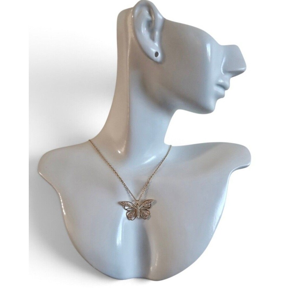 Swarovski Butterfly Pendant Necklace 5099027 Gold Tone Crystal Discontinued